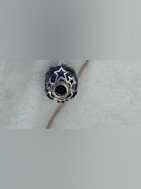 Pandora Silver Star Charm with Dark Blue Enamel